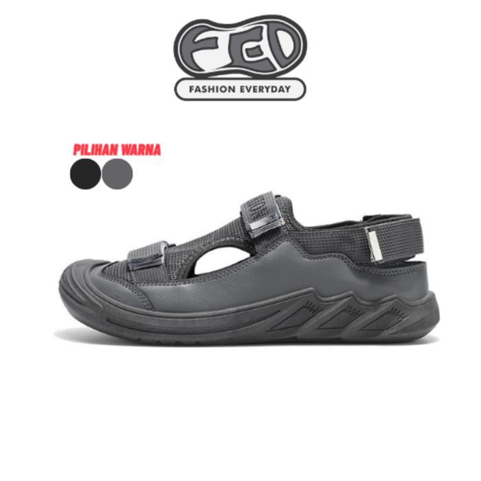 Ada FED Sandal Pria Okayama Grey Anti Licin dan Berventilasi Sendal Santai outdoor Hiking Pantai