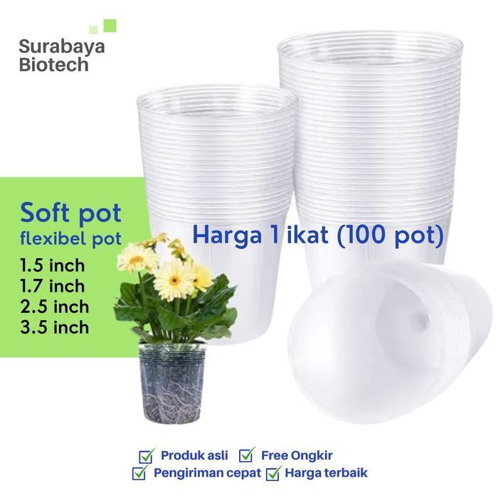 Top Softpot Anggrek (1 Ikat = 100 Pot) Transparan 1.5" 1.7" 2.5" 3.5" Fleksibel Soft Ringan Pot