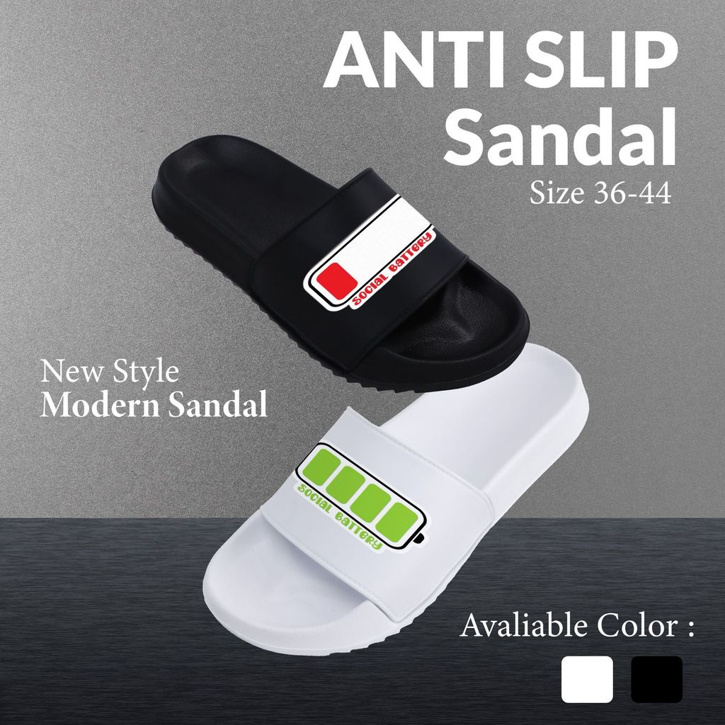 Sandal Anti Slip Pria Wanita Cowok Cewek Couple, Kualitas Premium, Desain Trendy Modern, Nyaman Indo
