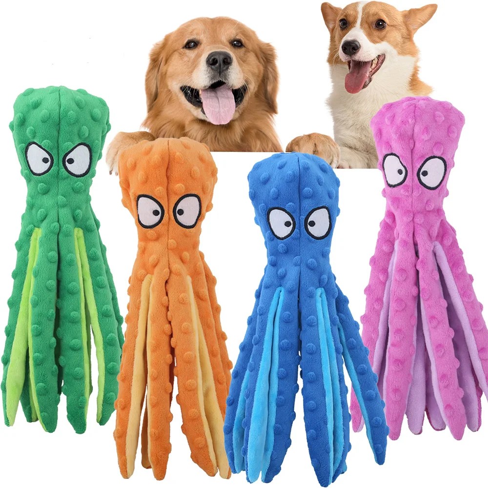 Pet Plush Toy Cat Dog Voice Octopus Shell Puzzle Toy Bite Resistant Interactive Pet Dog Teeth