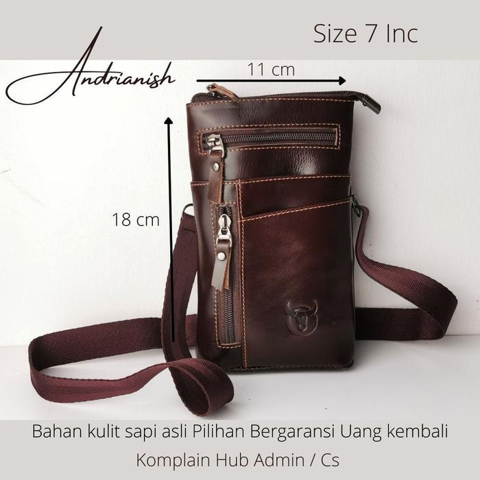 fiuri stor - tas kecil pria selempang tempat hp kulit asli