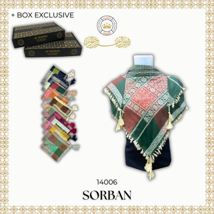 Al Shafeda Sorban Al Shafeda Jacquard Art 14006 Selendang Jumbo Premium Wol 130 cm x 130 cm Made in