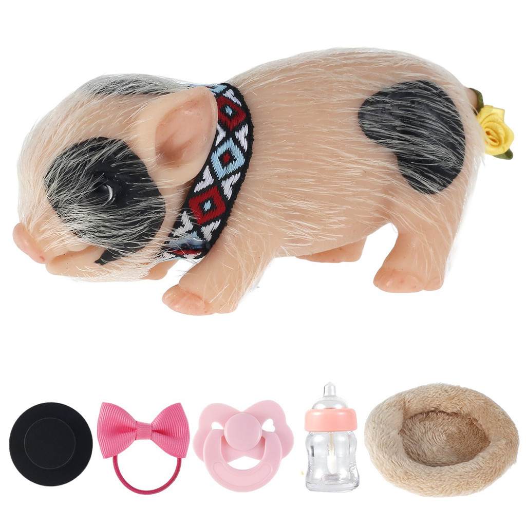 5/6 Inch Silicone Pig Doll Toy Mini Soft Lifelike Silicone Pig Doll Miniature Reborn Silicone Pig