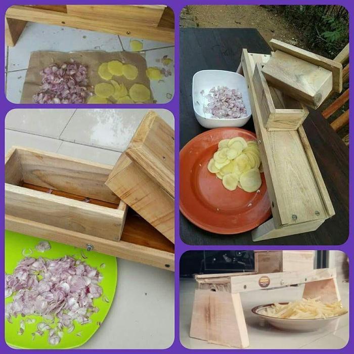 Pasah bawang kayu serbaguna bahan kayu jati / pengiris keripik kentang / alat pemotong bawang merah