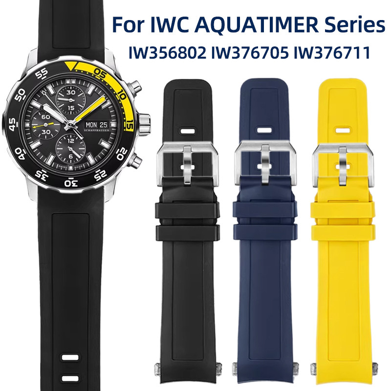 For Iwc Aquatimer Watch Curved End Fluororubber Strap Iw356802 Iw376705 Iw376711 Quick Release