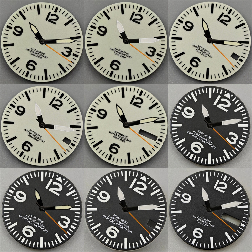 Bliger 29Mm Dial Black White Dial With Hands Full Dial Suitable For Nh35 Nh36 Movement