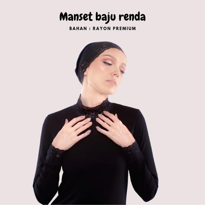 (Jumbo) Manset Baju Wanita Renda Premium Lengan Panjang Bahan Rayon Terpercaya