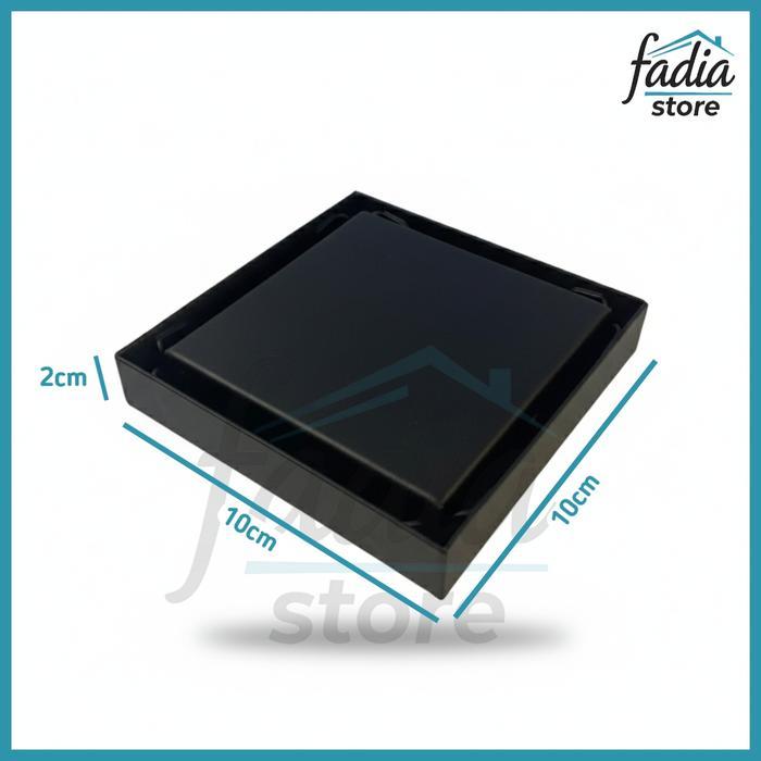 Saringan/Avur Got Kamar Mandi Anti Bau dan Kecoa/ Floor Drain Stainless Hitam 10x10cm Model Kotak