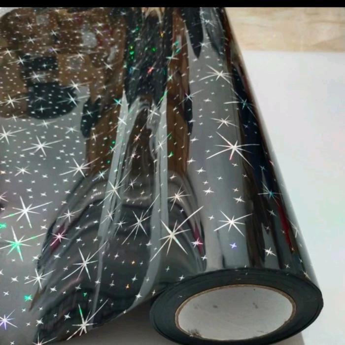 STIKER KACA FILM PINTU JENDELA MOTIF HITAM BINTANG L-120CM 3D STICKER PELAPIS KACA