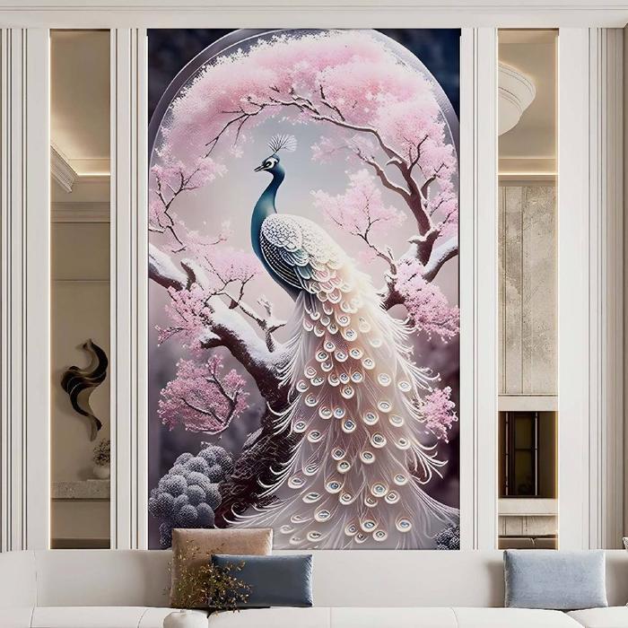 Stiker Dinding Stiker Dinding Merak Bunga 3D Stiker Dinding Motif Merak 3D Stiker Dinding Gambar