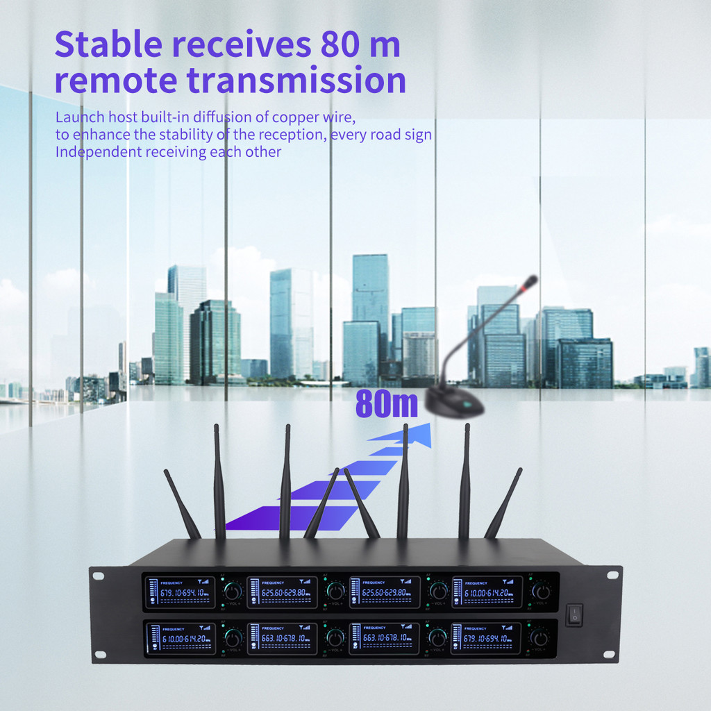 high-end wireless microphone, high-frequency, karaoke lavalier microphone, 8-channel stage