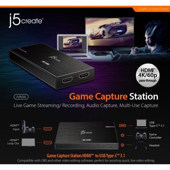 J5Create Jva04 Game Capture Station 4K Hdmi To Usb-C
