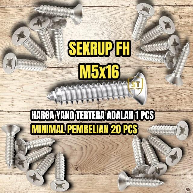 SEKRUP M5X16 STAINLESS SS 201 - SEKRUP FH TAPPING SCREW
