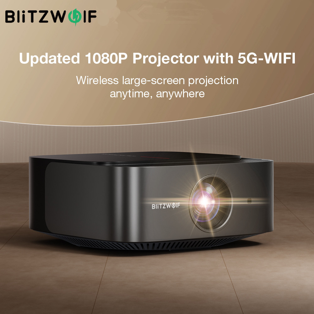 Blitzwolf V10 3" LCD Projector 120-Inch Screen Wireless Cast Screen 5G-WIFI Dual Bluetooth5.3