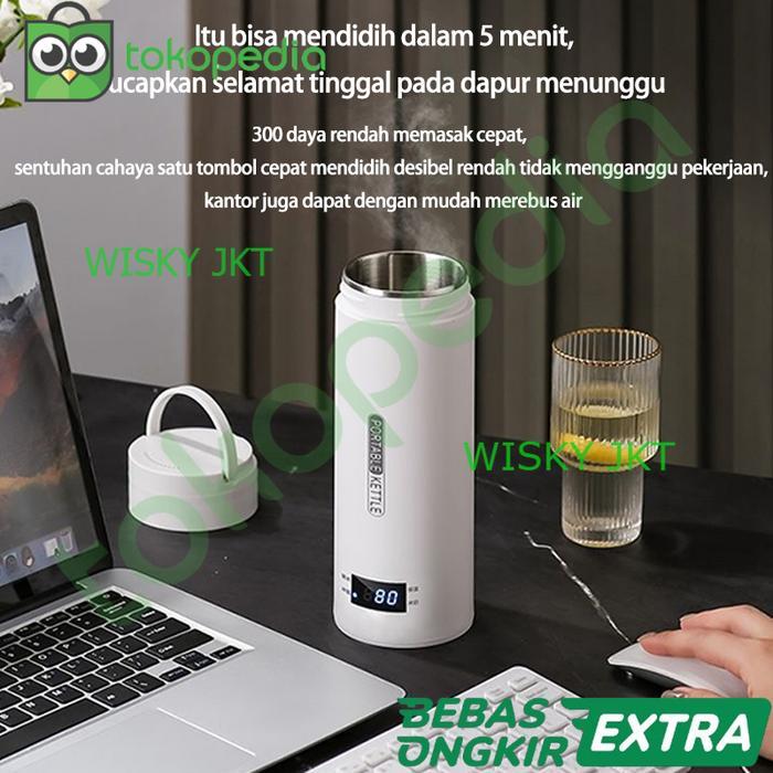 Pemanas Air Listrik Mobil Portable 500Ml Ketel Thermos Baja Tahan Karat 304 Otomatis Dengan 4