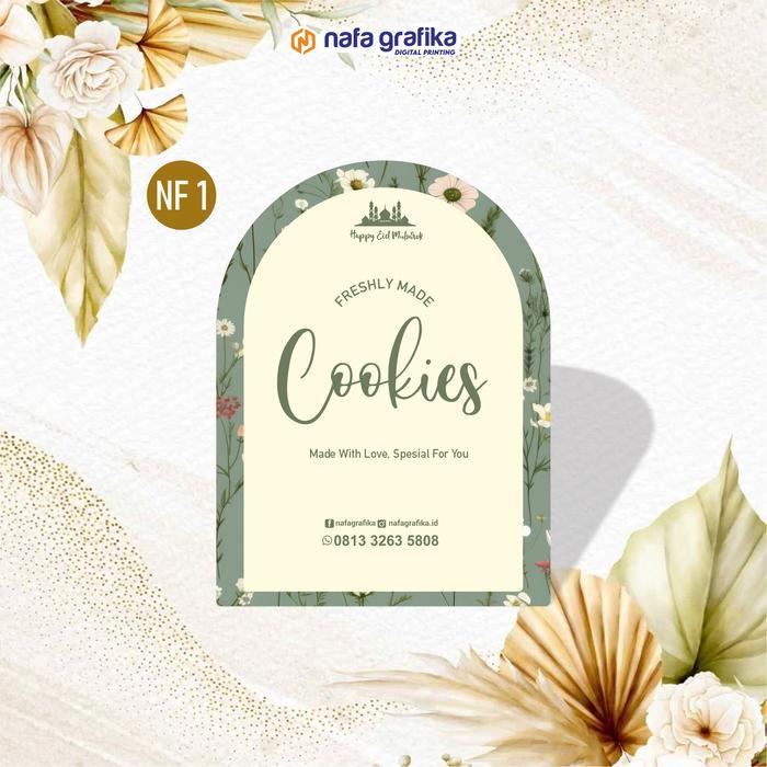 STIKER COOKIES STICKER TOPLES CANTIK UNIK LEBARAN GRATIS CUSTOM NAMA BRAND DAN CUTTING