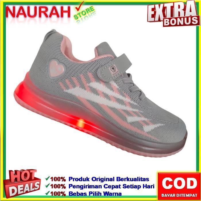 Sepatu Anak Spicer Lampu Led Sneakers Anak Perempuan Skeeper Pink 100% Original Empuk Nyaman Ringan