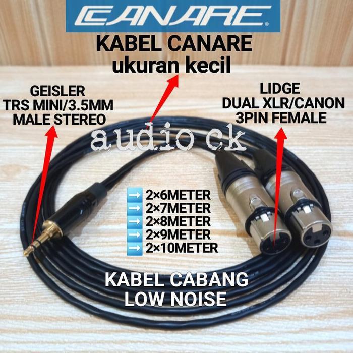 CANARE KECIL CABANG JACK 3.5MM MALE TO DUAL XLR FEMALE 6M-10M