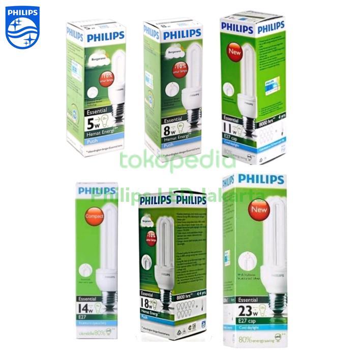 "New" Lampu Philips Essential 5W 8W 11W 14W 18W 23W Watt Putih Cool Daylight ORIGINAL