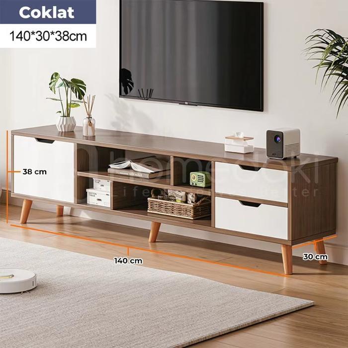 Meja Tv Kayu Rak Tv Minimalis Lemari Tv Persegi Panjang Rak Tv Jumbo Bahan Kayu Mdf Tebal Kuat Dan