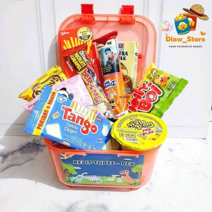 Paket snack ulang tahun anak container premium isi 10 box