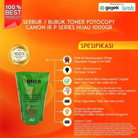 Serbuk Toner Fotocopy IRA P-Series Hijau IR Adv NPG26 NPG28 NPG36 NPG50