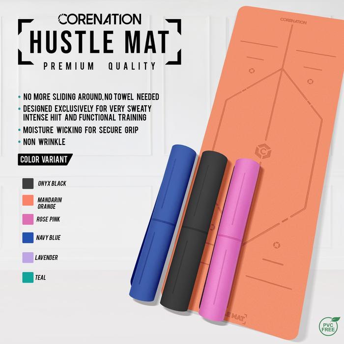 CoreNation Matras Yoga Hustle Mat 4.5MM Dan 5MM Workout Mat Anti Slip Yoga Mat Lux Matras Olahraga
