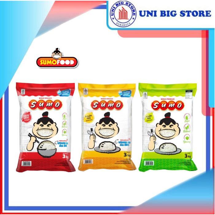 Beras Premium Sumo Merah Kuning Hijau 3 kg Rice