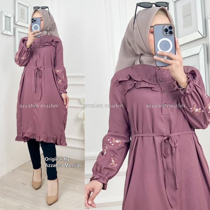 Azzahra Grosir - Queen Dress Ld110 Tunik Wanita Busui Shakila Bordir R.13 - 321-6423