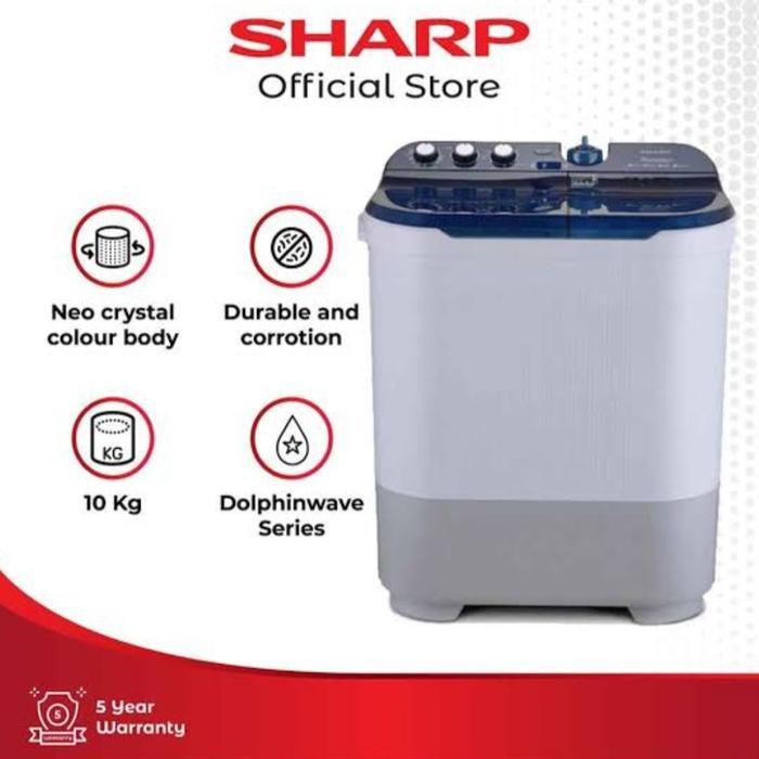 MESIN CUCI SHARP 2 TABUNG 10KG - ES T1090 MESINCUCI SHARP 2TABUNG 10 KG