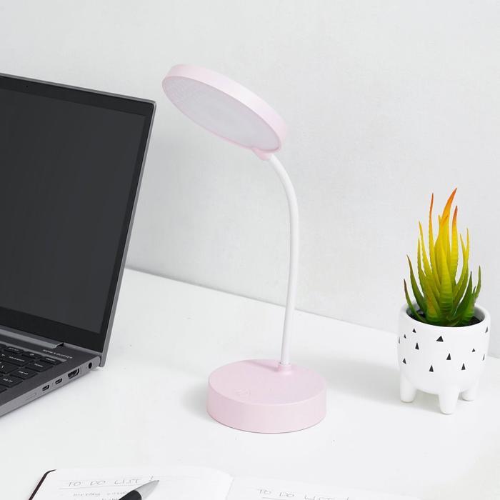 Informa Lampu Meja Led Rechargeable Round - Pink Lampu Baca Penerangan Kamar Minimalis Lampu