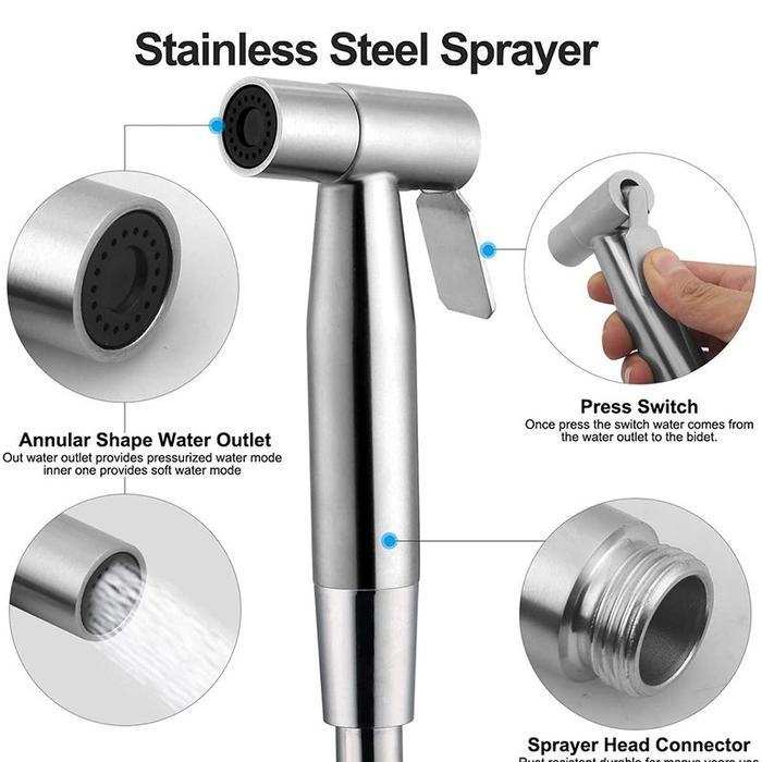 SUS304 Jet Shower Kamar Mandi Semprotan Toilet Duduk Jet wasser Kloset Stainless Kran Cabang Shower
