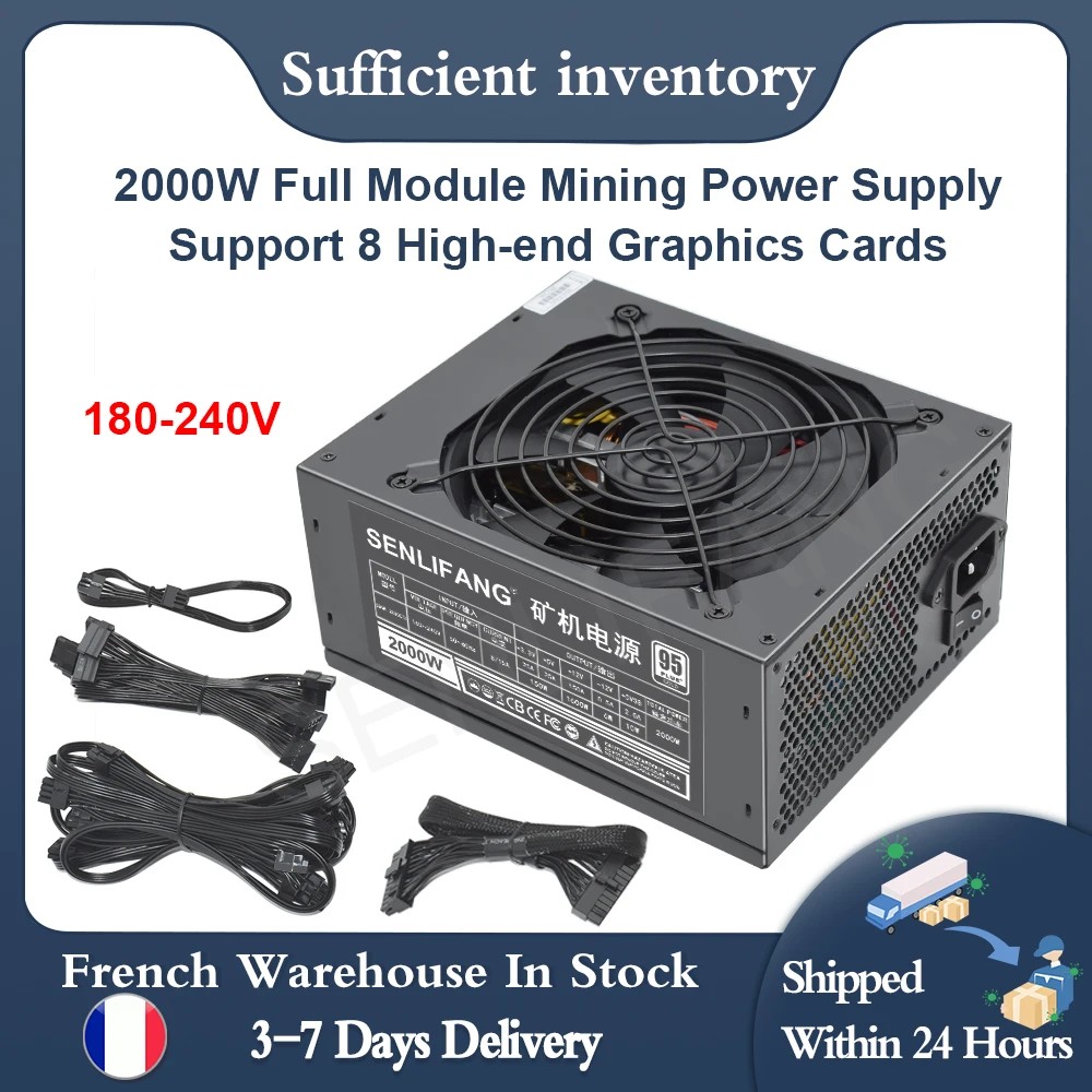 SENLIFANG Full Module 1800W 2000W Mining Power Supply For BTC Miner Machine Support 8 GPU 160V-240V 