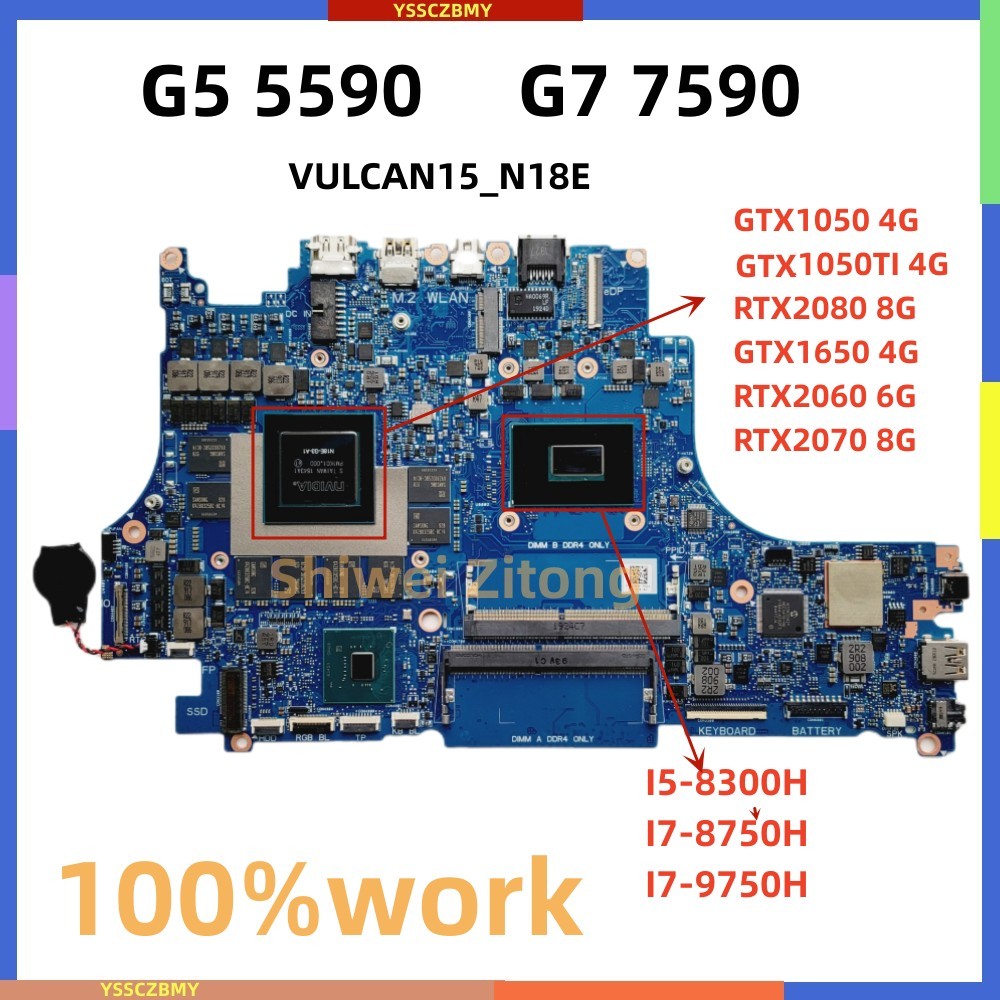 VULCAN15_N18E CN-0PH6YP PH6YP FOR DELL G5 5590 G7 7590 Laptop Motherboard With I5 I7 GTX1660Ti/RTX20