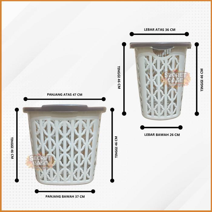 "New" [COD] KERANJANG LAUNDRY + TUTUP - Keranjang Baju Pakaian Besar Serbaguna Plastik keranjang