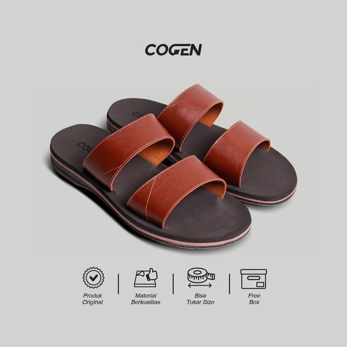 Aerostreet - Sandal Pria Kokop Dua Ban 2 Original Sendal Original Marino - Db Tan