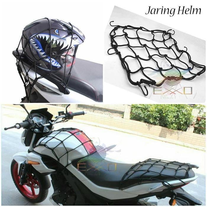 "New" Jaring Helm Tali Jaring Pengikat Helm Motor Pengait Barang Tas Dimotor