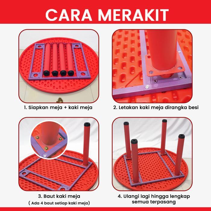 MEJA BELAJAR ANAK TK PAUD KIDS PLASTIK CIRCULAR TABLE KAKI BESI KUAT HDPE MEJA BUNDAR ANAK MEJA