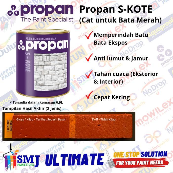 Cat Pelapis Coating Batu Alam Propan S-Kote / Stonkote Warna Merah Bata 1L / 0,9L Co