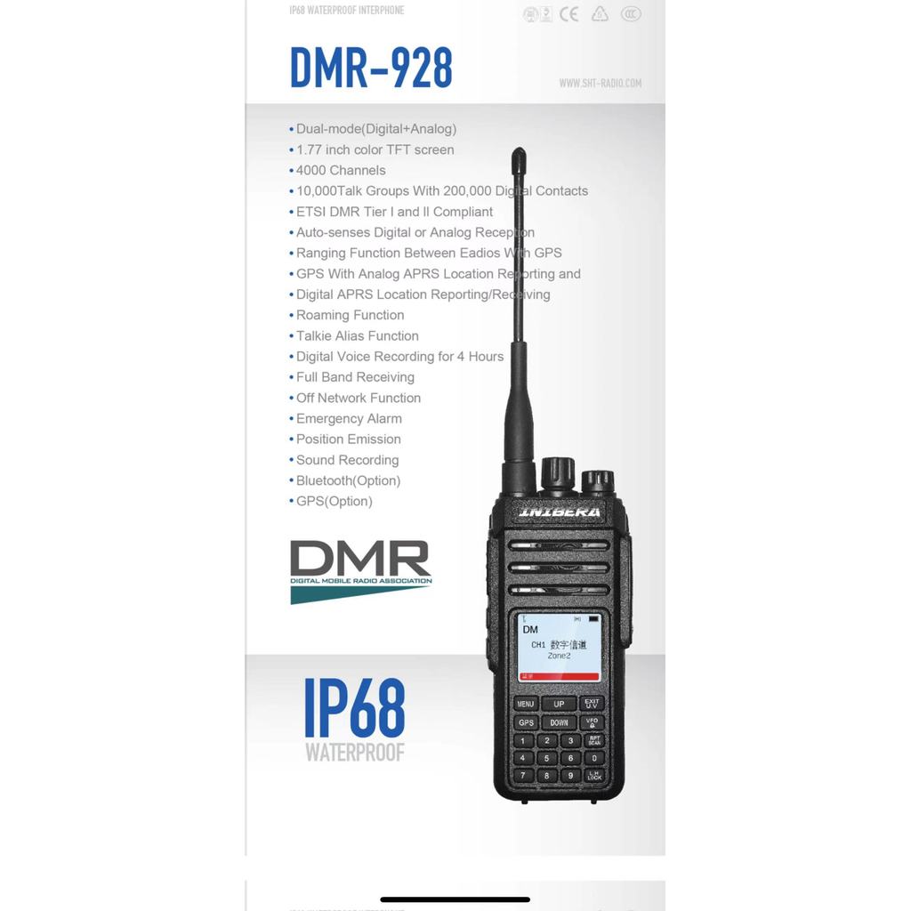 DMR-928  UHF/VHF Two Way DMR radio 10W IP68 Walkie Talkie