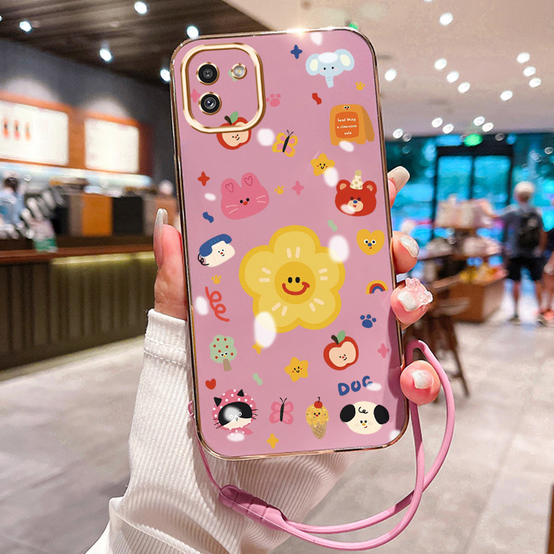 Casing Hp Untuk Samsung Galaxy A03 A03s A03 Core Case Bunga Senyuman Penyepuhan Cesing silikon Kasin