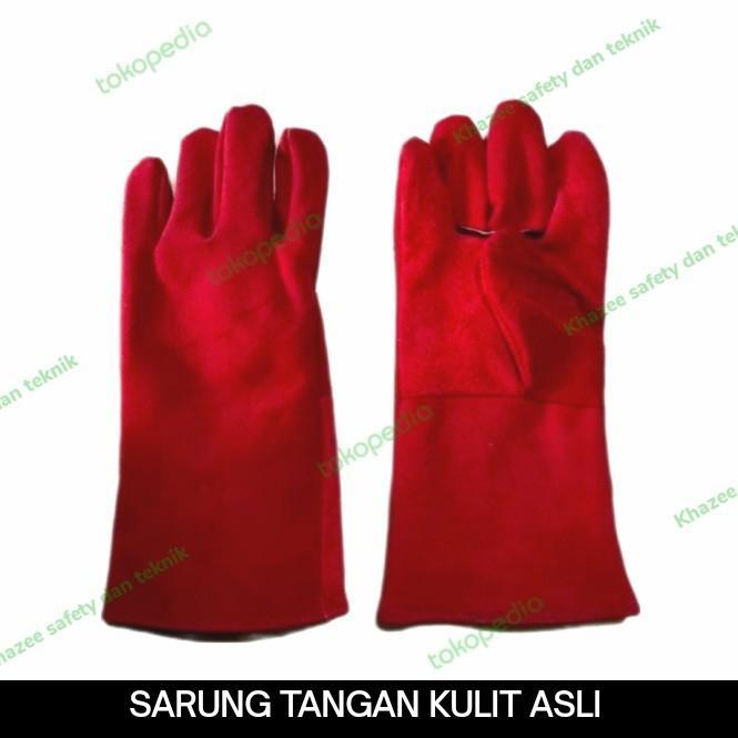 "New" sarung tangan las kulit merah / sarung tangan kulit las