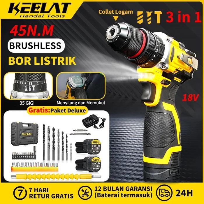 Krisbow Modern - Keelat Kcd013 18V Bor Listrik 3 In 1Bor Baterai Multifunction Mesin Bor Set For