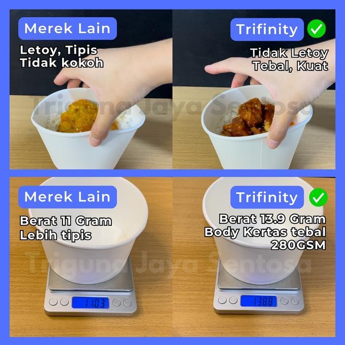 Paper Bowl 360Ml 500Ml 650Ml 800Ml Hanya Body Mangkok Kertas Dus Gojek Medan