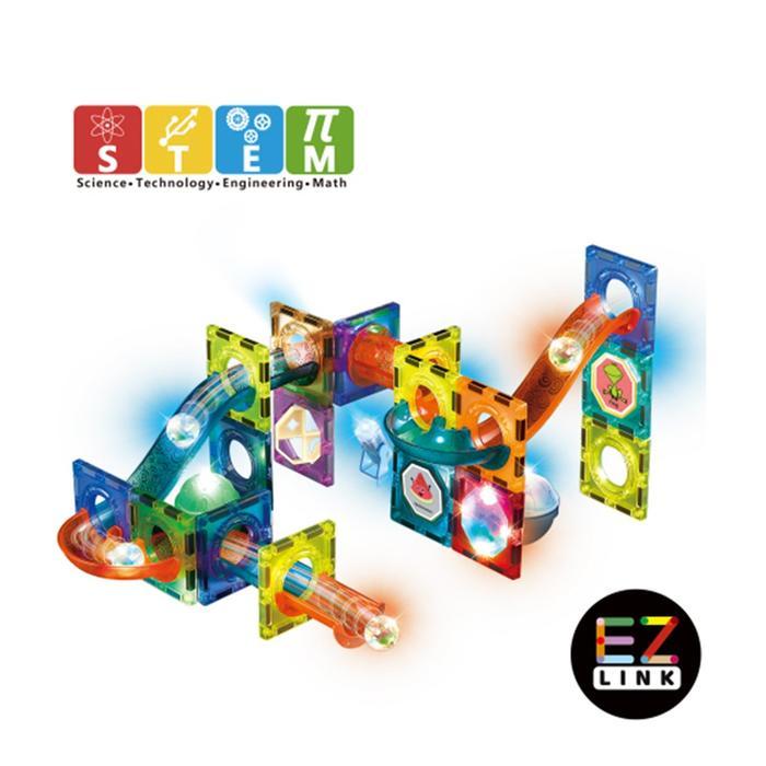 Okiedog EZLink 3D Magnetic Marble Run with Light - Mainan Edukasi