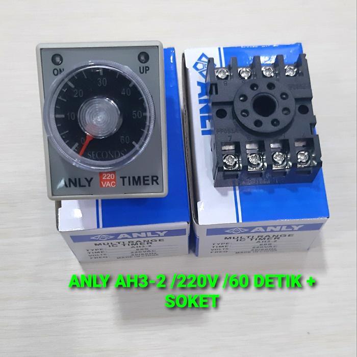 TIMER ANLY ANLI AH3-2 220V 60DETIK 60 DETIK 60 SECOND + SOKET
