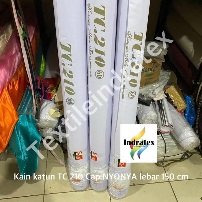 ( per 1 roll ) kain katun putih polos TC 210 NYONYA gulung lebar 150 cm isi 54 meter bahan atasan