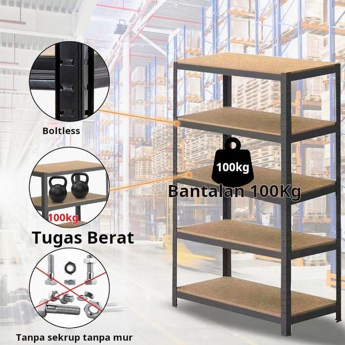 Rak Penyimpanan Multi Tingkat Kokoh Tahan Lama, Rak Kayu & Rak Besi Berkualitas Untuk Rumah Tangga,