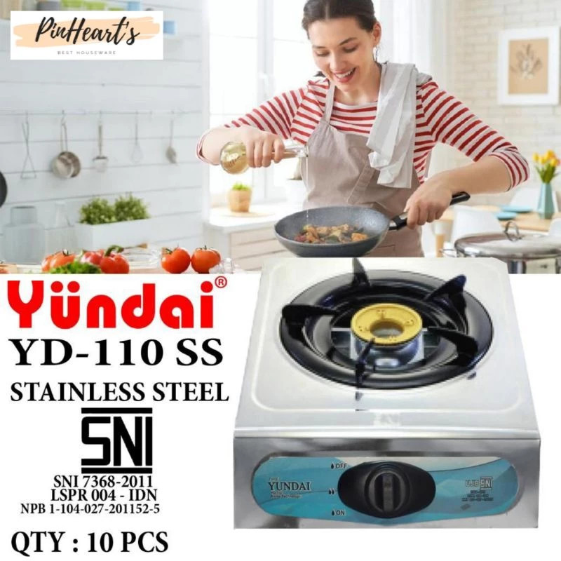 Kompor Gas YUNDAI Stainless Steel 1 Tungku YD-110SS | Kompor Gas 1 Tungku Anti Karat Tahan Lama