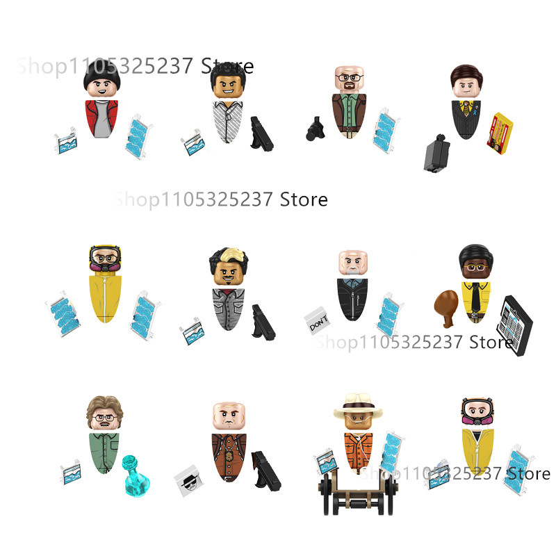 Breaking Bad Cartoon TV Movie Jesse Pinkman Plastic Building Blocks Bricks Character Figures